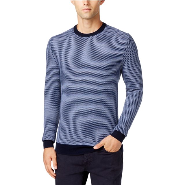 Club Room Mens Geo Jacquard Pullover Sweater, Azul, LT