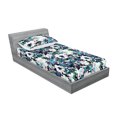 thumbnail image 2 of Floral Design Fitted Sheet & Pillow Sham Set, Modern Watercolor Garden Boho Stems and Asters Flowers Print, Decorative Printed 2 Piece Bedding Decor, Twinxl, Seafoam Off White Indigo, by Ambesonne, 2 of 2