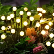 Garden Solar Lights Outdoor - 4 Pack 8 LED Firefly Garden Lights Solar Outdoor Waterproof, Yard Patio Pathway Garden Outside Decorative Warm White Swaying Path Lights