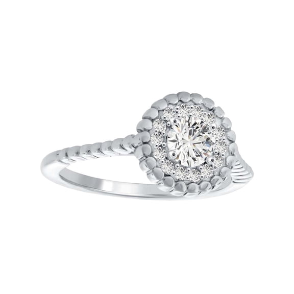 AoneJewelry 14k Solid RoseWhite and Yellow gold 5/8 Ct Round Shape Brilliant Cut Diamond Halo Engagement Wedding Ring With 14 side diamonds (IJ/I2-I3) Any Size Available.