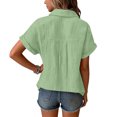 thumbnail image 5 of Resicozy Girls Button Down Linen Shirts for Kids Summer Short Sleeve Dress Shirts Uniform Blouse 3-13 Years Light Green 160, 5 of 8