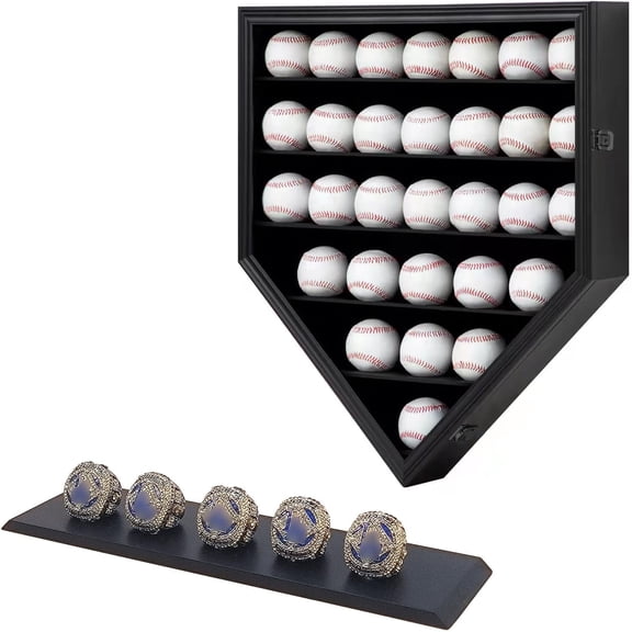 CRDC 30 Baseball Display Case,large,Black(25*22 in)