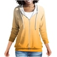 thumbnail image 2 of LEKWK Zip Up Hoodie Women Gradient Print Long Sleeve Lightweight Sweatshirt Drawstring Athletic Jacket with Pockets Activewear for Running Workout, 2 of 7