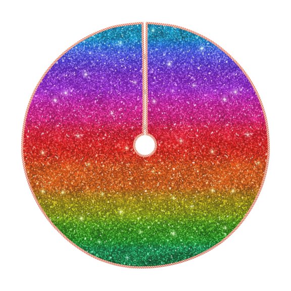 Rateoe Rainbow Glitter Pattern Christmas Tree Skirt with Ties , Christmas Tree Decorations, Farmhouse Christmas Decor Xmas Holiday Decorations-30"