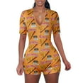 thumbnail image 1 of AMERTEER Pyjama de Combinaison à Manches Courtes à Col en V Profond pour Femme, 1 of 4
