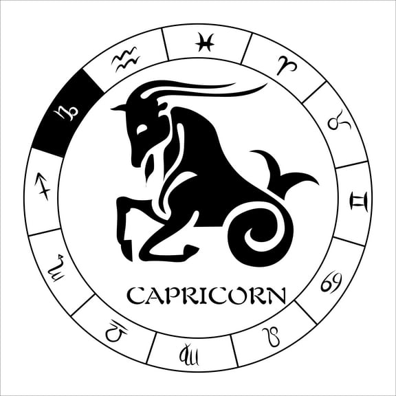 Capricorn the Goat with Zodiac Symbol Artwork for Living Room Vinyl Wall Decal - Constellation Wheel Symbols Art Design for Bedroom Wall Decoration - Unique Horoscope Sign for the Birth Months of Dece