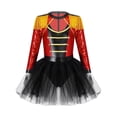 thumbnail image 6 of dPois Kids Girls Deluxe Circus Outfit Long Sleeve Tassel Shoulder Tutu Leotard Dress with Hat Gloves Red 6, 6 of 7