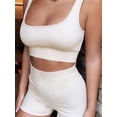 thumbnail image 4 of Conjuntos de Yoga acanalados sin costuras para mujer, Top deportivo con sujetador, pantalones cortos de realce de cadera, conjuntos de moda para entrenamiento, ropa deportiva para gimnasio y Fitness,, 4 of 5