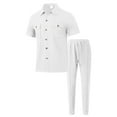 thumbnail image 4 of RUTAYY Men's Outfits Summer Casual Button Short Sleeve Shirt Pants with Pocket Suit Daily Wear Vacation Travel Clothing Sets, 4 of 4