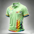 thumbnail image 3 of Men’s Polo Shirts Short Sleeve Rainbow Cuff Casual Pride Golf Shirt Soft Button Collar Summer Tops for Daily and Outdoor, 3 of 4