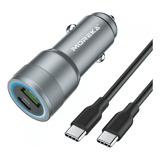 Turbo Cargador Para Auto Carga Rapida Qc 3.0 2 Puertos Usb. Plata