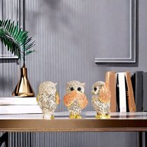 Gmogad Wisdom Owl Statues Set of 3 - Hear No See No Speak No Evil Resin Figurines, Home Decor Accents for Living Room, Bookshelf, Office Desk, Mantelpiece Decorations