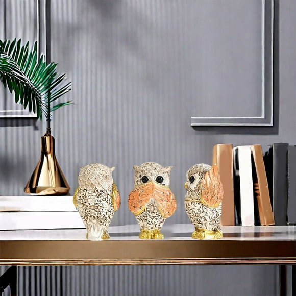 TIMIFIS Owl Figurines, Owl Statues for Home Decor Accents Living Room Tv Stand Office Bathroom Shelf Mantelpiece Decorations Hear No See-No Speak-No Evil 3 Lovely Owl Figurines Home Decor