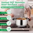 thumbnail image 3 of Vesteel 5 QT Stock Pot, Tri-Ply Bottom Stainless Steel Cooking Pot with Visible Lid, Induction Soup Pot Compatible with All Stoves, Stockpot for Stewing Simmering Boiling, Dishwasher Safe, 3 of 7