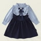 thumbnail image 2 of Odeerbi 2-8 Años Vestido de Algodón de Manga Larga Con Volantes Vestido de Princesa Con Lazo A Rayas Vestido de Uniforme Para Niños Con Cuello Redondo, 2 of 9