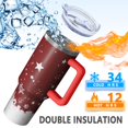 thumbnail image 5 of Red Christmas Snowflake Pattern Tumbler with Handle and Lid,40oz Double Wall Vacuum Insulated Tumbler,Cups Gift for Women and Men, 5 of 7