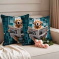 thumbnail image 2 of Funny Dogs Outdoor Waterproof Pillow Covers, Animal Sitting on Toilet Reading Newspaper Decorative Square Throw Pillowcase Sofa Cushion Sham for Patio/Couch/Chair, 26"x26" 2 Pack, 2 of 8