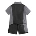 thumbnail image 5 of Hienoo Toddler Boys 2 Piece Outfits Short Sleeve Button Up Shirt Shorts Casual Clothes Set, 5 of 8