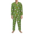 thumbnail image 3 of Naloa Halloween Monster Gnome Men’s Pajamas Set - Long Sleeve Button Down Sleep Shirt and Pajama Bottoms Sleepwear Set-Small, 3 of 7