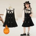 thumbnail image 3 of Vestido de niña de invierno grueso, elegante, de moda, estilo universitario, vestido de princesa, conjunto de dos piezas falso para niños grandes, 3 of 6