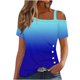 thumbnail image 2 of Fiudx Ofertas Flash Del Día Blusa con Botones de Manga Corta Halter con Hombros Descubiertos y Estampado para Mujer, 2 of 5