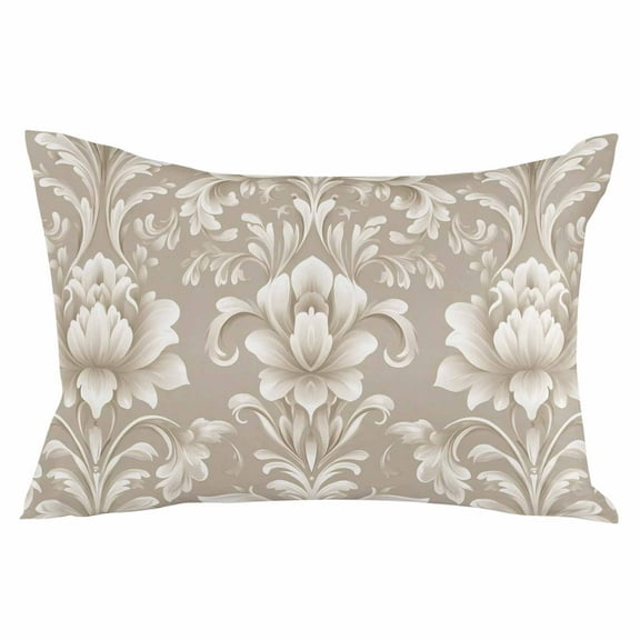 Light Brown Flowers Throw Pillow Cover 24 x 36 Inch Decorative Pillow Cover Rustic Boho Ethnic Middle Century Lumbar Pillowcase Seasonal Rectangle Cushion Case for Couch Sofa Bed Living Room