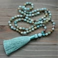 thumbnail image 2 of K-KED 6mm Amazonite Gemstone Knot Tassel 108 Bead Mala Necklace Blessing Wrist Lucky, 2 of 4