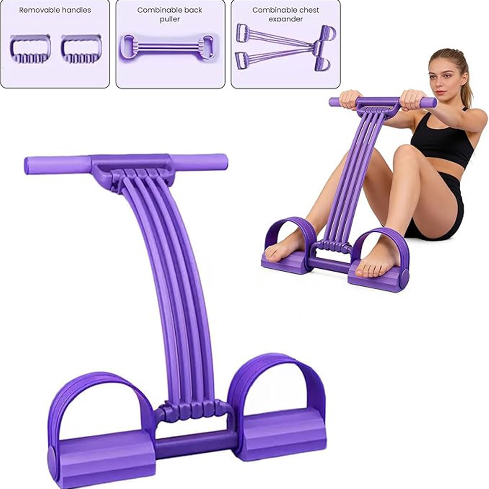 8-Tube Resistance Bands with Handles & Foot Pedals, Adjustable Tension Fitness Equipment for Full-Body Workout, Legs Arms Abs Training