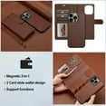 thumbnail image 4 of ELEHOLD for iPhone 15 Plus Case, Premium PU Leather Detachable Folio Cover RFID Blocking Card Slots Holder Magnetic Kickstand Full Protective Case with Wrist Strap for iPhone 15 Plus,Brown, 4 of 10
