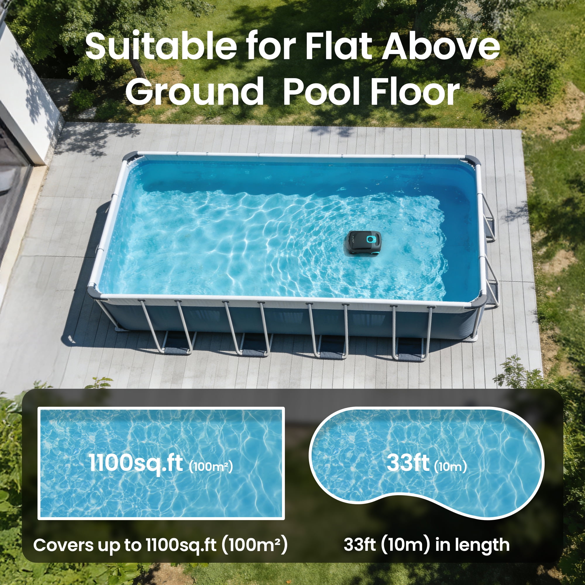 Aiper Scuba 1100W Cordless Robotic Pool Cleaner for Above-ground and Flat-floored In-ground Pools