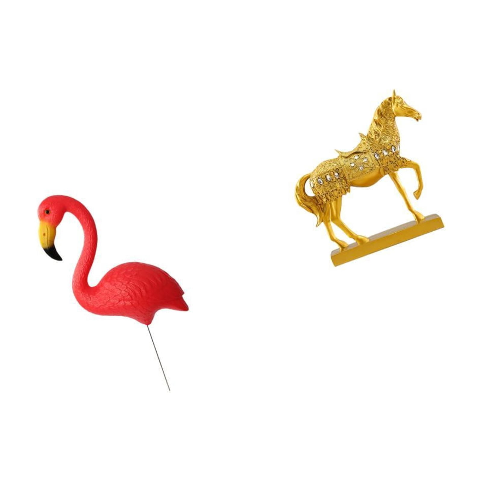Miulika Flamingo Bird Statue Figurine Yard Art Ornament Horse Sculpture Animal Figurine Engraved Resin Garden Stake for Holiday Spring Home Office Decor