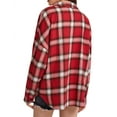 thumbnail image 5 of TWZH Women Red Plaid Lapel Collar Patch Pocket Single-Breasted Blouse Top, 5 of 5
