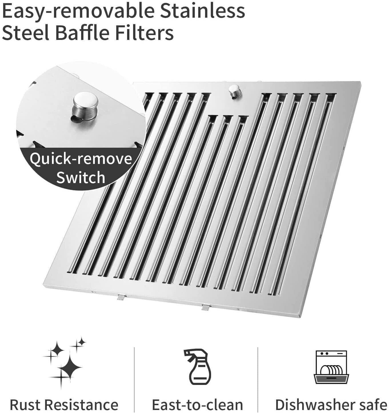 JOEAONZ New 30 inch Wall Mount Range Hood 900CFM Stainless Touch Panel with Led Lights 110V