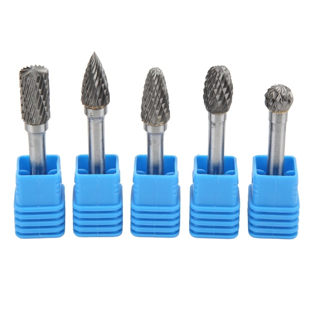 Carbide Burr Set,5pcs 6x10mm Double Cut Rotary File Carbide Rotary Burr Set Enhanced Durability
