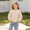 thumbnail image 4 of QSXADF Kids Quilted Jackets Warm Snap Button Puffer Coat Long Sleeve Lightweightful Graphic Print Snap Button Padded Inner Layer Casual Fall Winter Coat for Children, 4 of 6