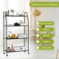 thumbnail image 3 of 4 Tier Plant Stand with Wheels, Plant Shelf for Indoor Outdoor, Heavy Duty Metal Tall Plant Stands Holder Rack for Living Room Balcony and Garden, Black, 3 of 6