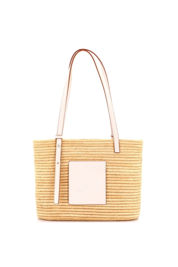 Pre-Owned Square Basket Tote Woven Raffia Small By Rebag
