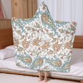 thumbnail image 5 of White Pioneer Flower and Paisley Pattern Hooded Bath Towel，60"x35" for Ages 3 To 12 Kids, Quick Dry Lightweight Soft Microfiber Hood Beach Towel Cover Up for Kids, 5 of 7