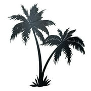 Bookishbunny Handmade Palm Tree 16" Wrought Iron Wall Art Home Decor Tropical Beach Decoration Plaque Metal Art, 2mm Thick (16 inches Two Palms)