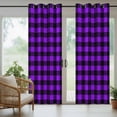 thumbnail image 3 of Outdoor Curtains for Patio Waterproof, Black Purple Plaid Windproof Pravicy Outside Porch Blackout Curtain, Farmhouse Simple Buffalo Checked Sun Blocking Grommets Curtains for Cabana 2 Panels 54"x95", 3 of 9