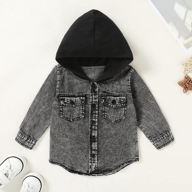 Yueary Baby Boys Girls Hoodie Denim Jacket Kids Toddler Long Sleeve Button  Down Jean Jacket Top Warm Coat Outerwear (Gray,70/6-12 M,CA/US,Age,Big  Kid,Unisex,6 Months,12 Months) : : Clothing, Shoes & Accessories