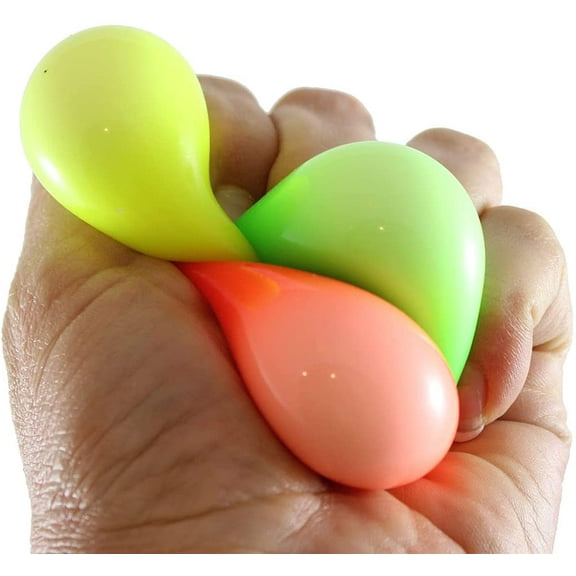 1 Pack of 3 Small 1.5" Neon Soft Doh Filled Stress Ball Stress Ball - Ceiling Sticky Glob Balls - Squishy Gooey Shape-able Squish Sensory Squeeze Balls OT