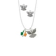 thumbnail image 2 of Delight Jewelry Silvertone Irish Flag Shamrock Silver tone Guardian Angel Charm Necklace and Stud Earrings, 2 of 4