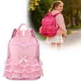 thumbnail image 2 of Ruffled Lace Bow Princess Backpack, Lightweight Nylon School Backpack With Wet Pocket Padded Straps for School Gym Travel, 2 of 4