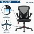 thumbnail image 6 of Techni Mobili Black Mesh Office Chair with Lumbar Support and Flip-Up Armrests, RTA-8050-BK, 6 of 15