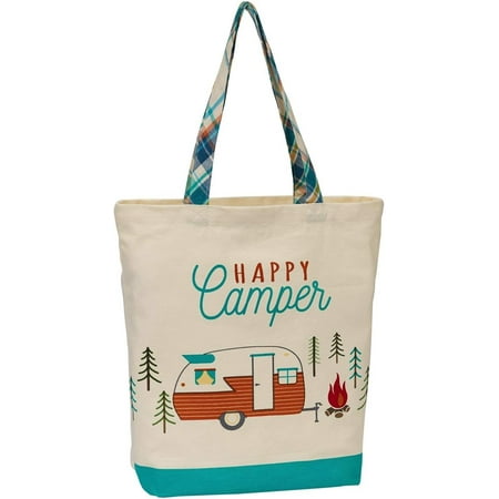 

Design Happy Camper Print Tote Beige Wine Red Yellow Green Brown Red