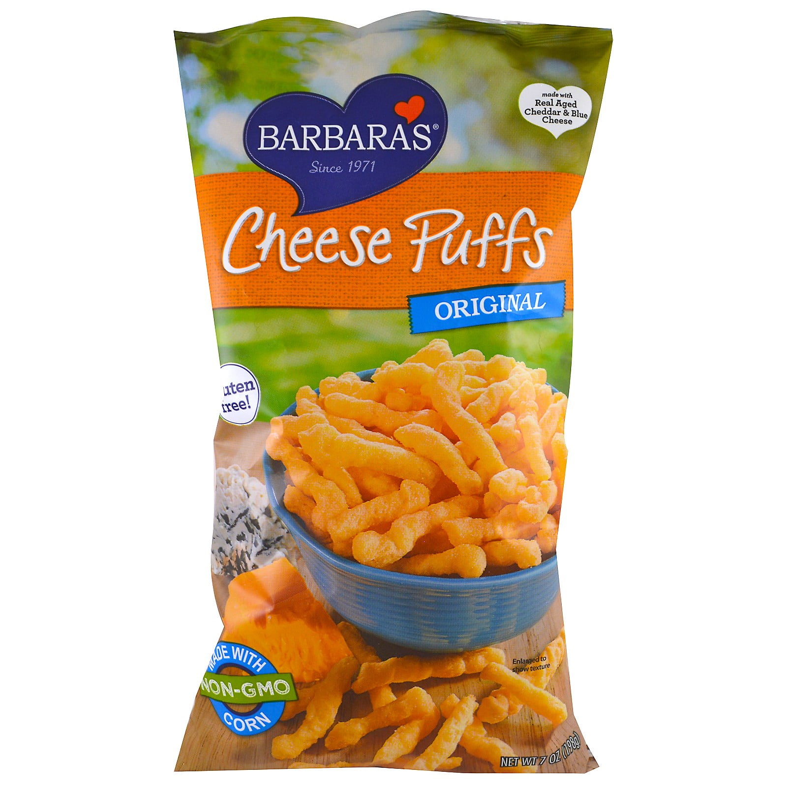 Barbara's Bakery, Cheese Puffs, Original, 7 oz (pack of 4)