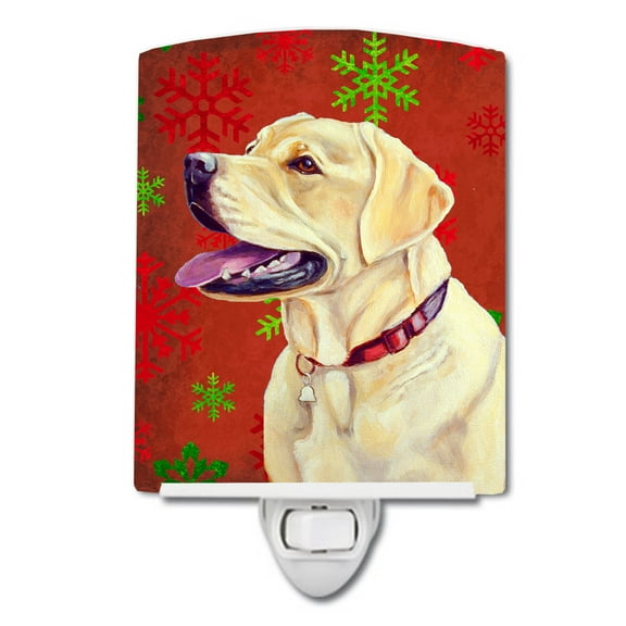 Labrador Red Snowflakes Christmas Ceramic Night Light