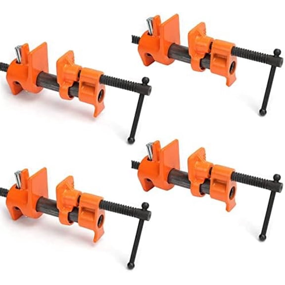 4 Pack 1/2" Pipe Clamps for Wood Gluing, Heavy Duty Cast Iron, Professional Woodworking Tools
