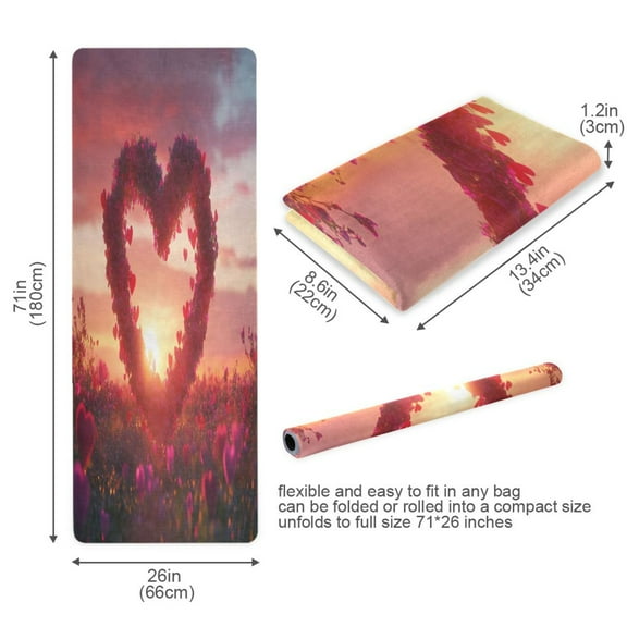 BZSMCE Yoga Mat Women Heart Shaped Rose Fitness Mat